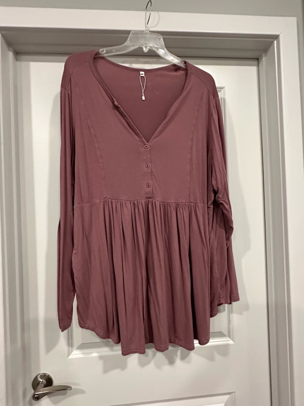 Women’s Mauve V-Neck Peplum Tunic Top Long Sleeve Size 4X